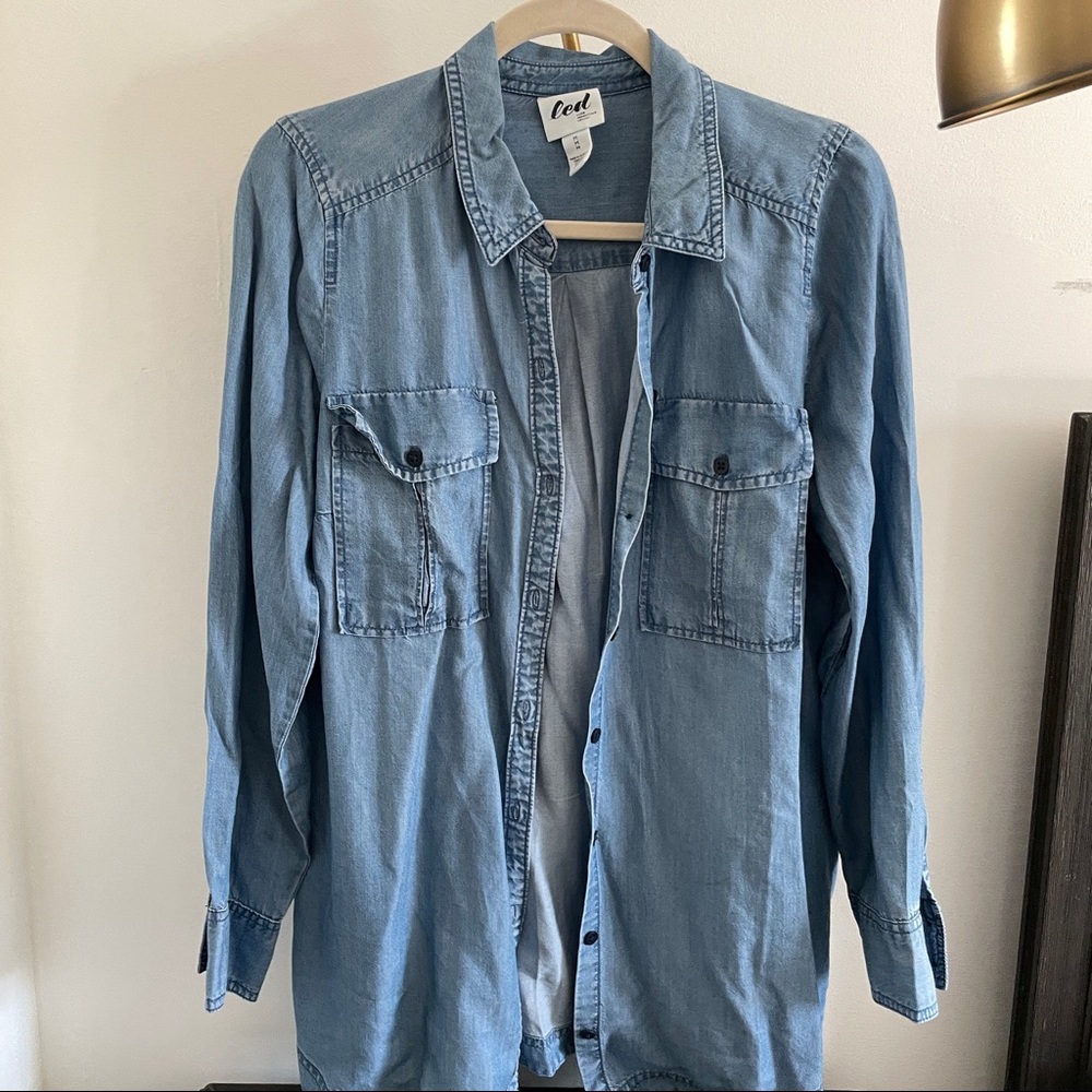 Luxe Essentials Denim Shirt Maternity EUC